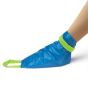 green velcro Steve Glide OFF placed around ankle and the Steve Glide Dolphin support stockings donning aid